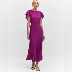 MANGO Back Detail Satin Dress